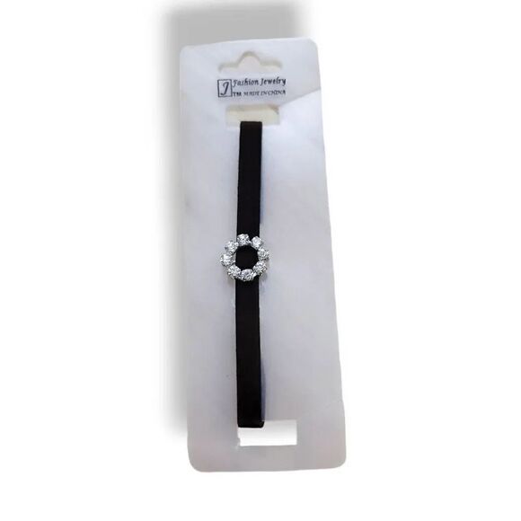 NEW Vintage 90's Y2K 2PC Velvet and Rhinestone Bracelet in Brown and Black - Picture 6 of 13